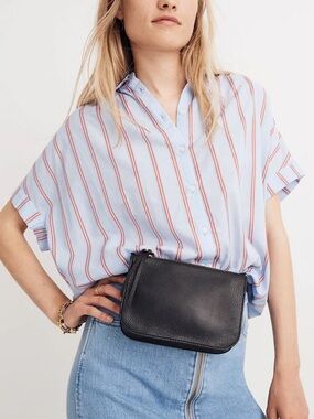 Madewell The Simple Pouch Black Leather Belt Bag | S NWOT